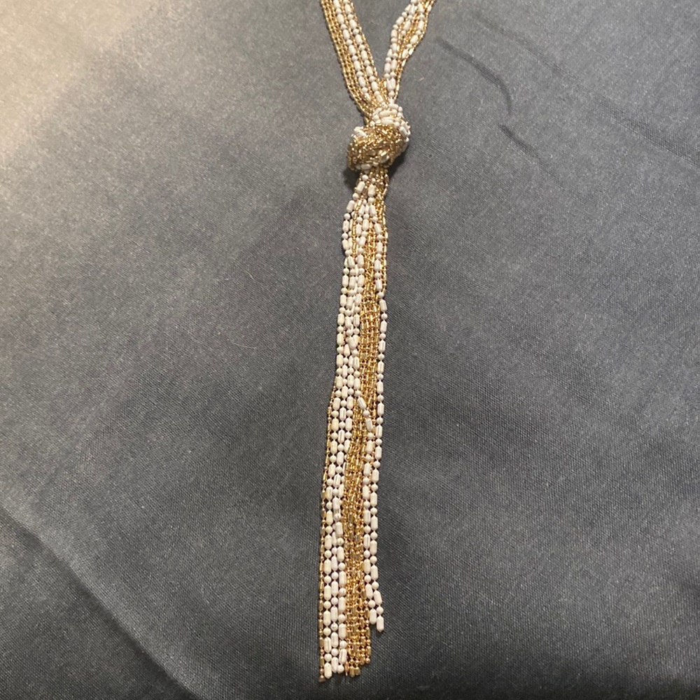Gold & White knotted Necklace